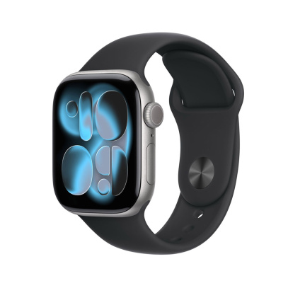 Apple Watch Series 11, 42 мм корпус из алюминия цвета «Space Gray», ремешок Sport Band размера S/M цвета «Black»