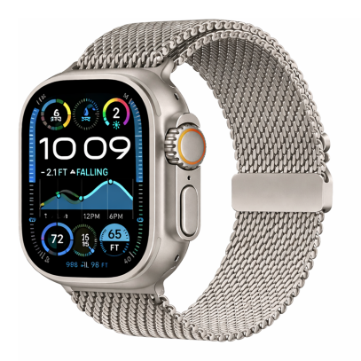 Ремешок для Apple Watch 42/44/45/46/49 mm Gurdini Titanium Milanese Loop Starlight, звёздный свет