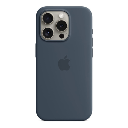 Чехол Silicone Case для Apple iPhone 15 Pro с MagSafe (original) Storm Blue, синий