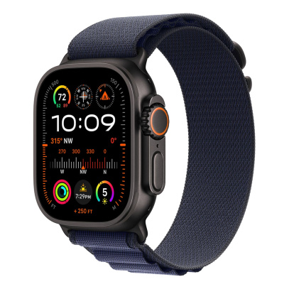 Apple Watch Ultra 2 (2024), 49 мм корпус из титана цвета «Black», ремешок Alpine Loop размера S цвета «Navy»