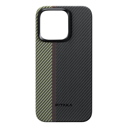 Чехол для iPhone 15 Pro Max Pitaka Fusion Weaving MagEZ Case 4 Overture (FO1501PM) Черный-зеленый