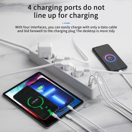 Сетевой фильтр WiWU Smart Power Strip EU Plug 20W 4*AC+3*USB 3.0+ 1*USB-C (U01 EU) Белый