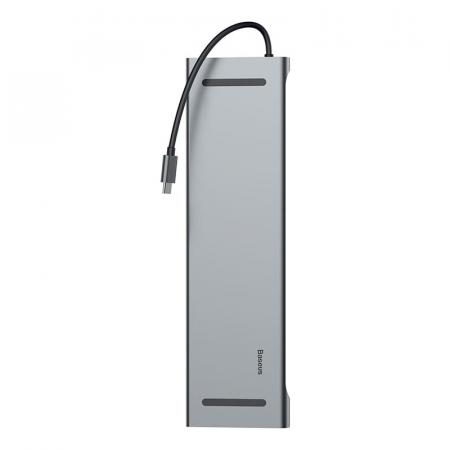 Переходник Baseus для MacBook HUB Enjoyment Series (Type-C to USB3.0+HDMI+SD/MMC+TF/Micro+LAN+VGA+PD+AUX) (CATSX-F0G) Deep Grey, тёмно-серый