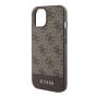 Чехол Guess для iPhone 15 PU 4G Bottom stripe Metal logo Hard (GUHCP15SG4GLBR) Коричневый