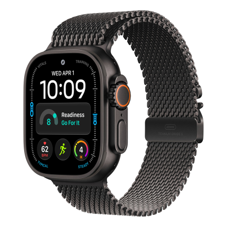 Apple Watch Ultra 4, 49 мм корпус из титана цвета «Black», ремешок Titanium Milanese Loop цвета «Black» размера M