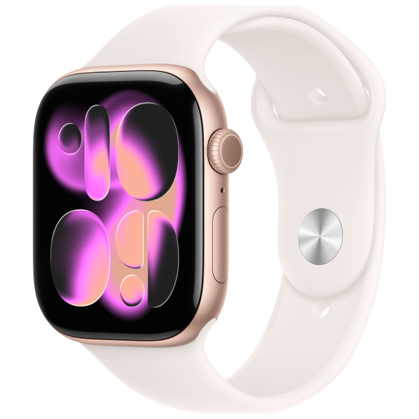 Apple Watch Series 11, 42 мм корпус из алюминия цвета «Rose Gold», ремешок Sport Band размера S/M цвета «Light Blush»