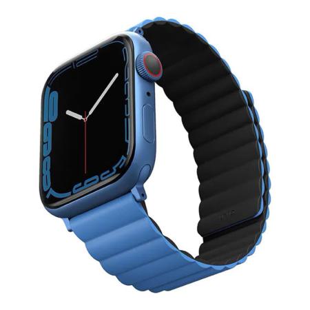 Ремешок для Apple Watch 49/45/44/42 mm UNIQ Revix Reversible Magnetic (45MM-REVBLUBLK) Синий/Черный