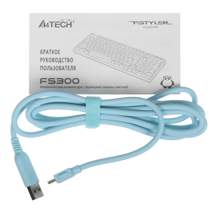 Клавиатура A4Tech Fstyler FS300, USB for gamer LED Panda Snorklening Механическая Белый