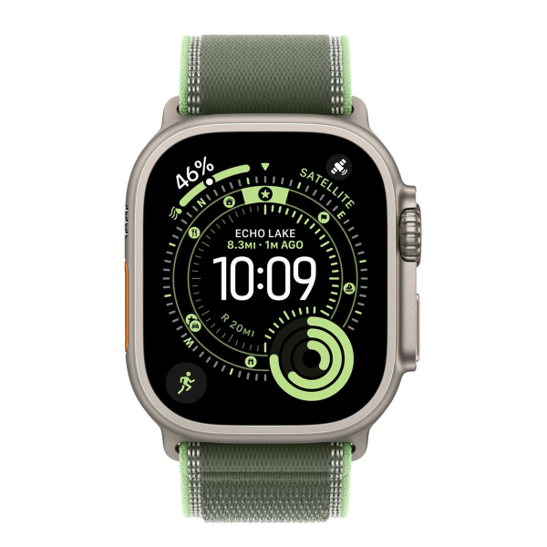 Apple Watch Ultra 3 (2025), 49 мм корпус из титана цвета «Natural», ремешок Trail Loop размера S/M цвета «Green/Neon»