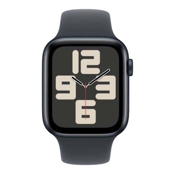Apple Watch SE (2024), 44 мм корпус из алюминия цвета «Midnight», ремешок Sport Band размера S/M цвета «Midnight»