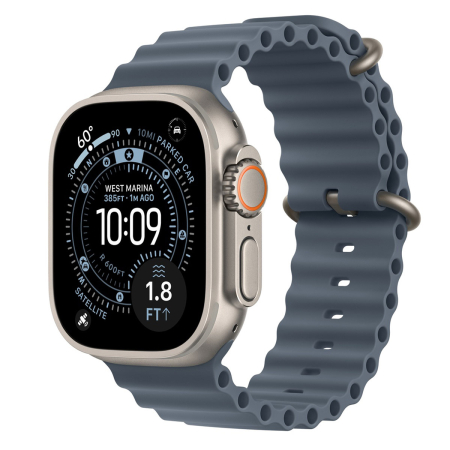 Apple Watch Ultra 3 (2025), 49 мм корпус из титана цвета «Natural», ремешок Ocean Band цвета «Anchor Blue»