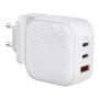 Зарядное устройство UNIQ Verge Pro 66Вт GaN, USB-A + 2 USB Type-C Белый